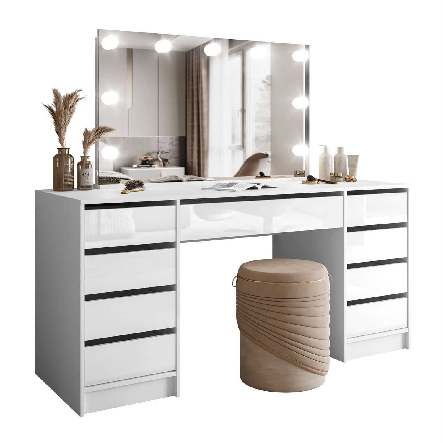 OUTLET Toaletka MADA DOUBLE ELITE z lustrem i oświetleniem