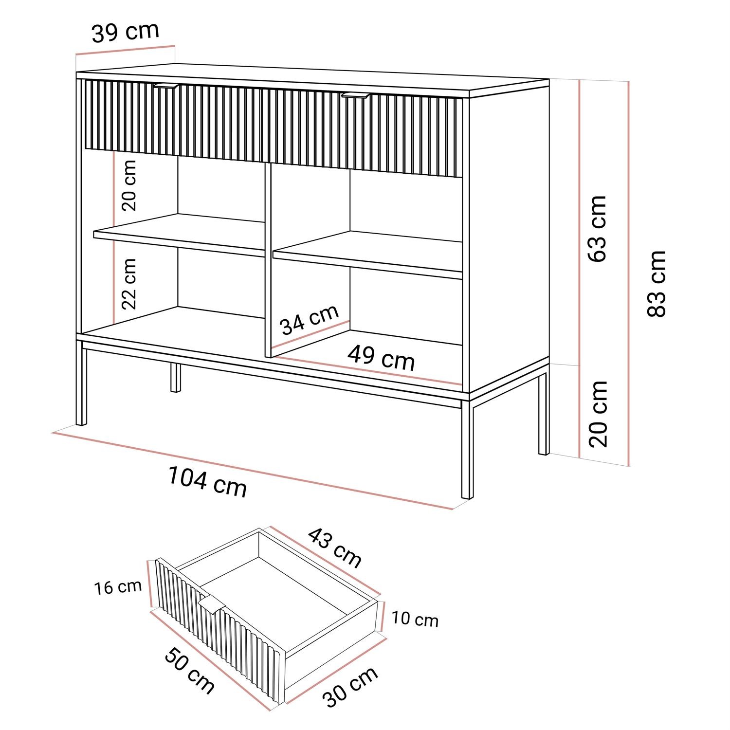 OUTLET Komoda CORTADO GOLD KSZ104 z szufladami