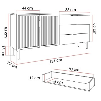 Komoda LINEA LOFT 2D3S z szufladami i oświetleniem LED