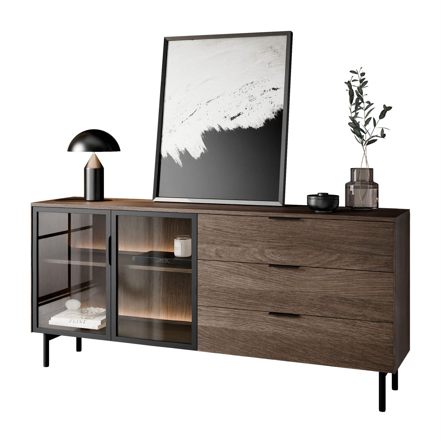 Komoda LINEA LOFT 2D3S z szufladami i oświetleniem LED