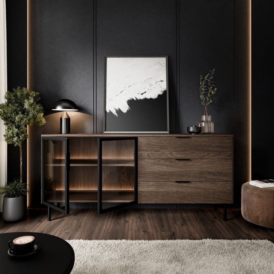 Komoda LINEA LOFT 2D3S z szufladami i oświetleniem LED