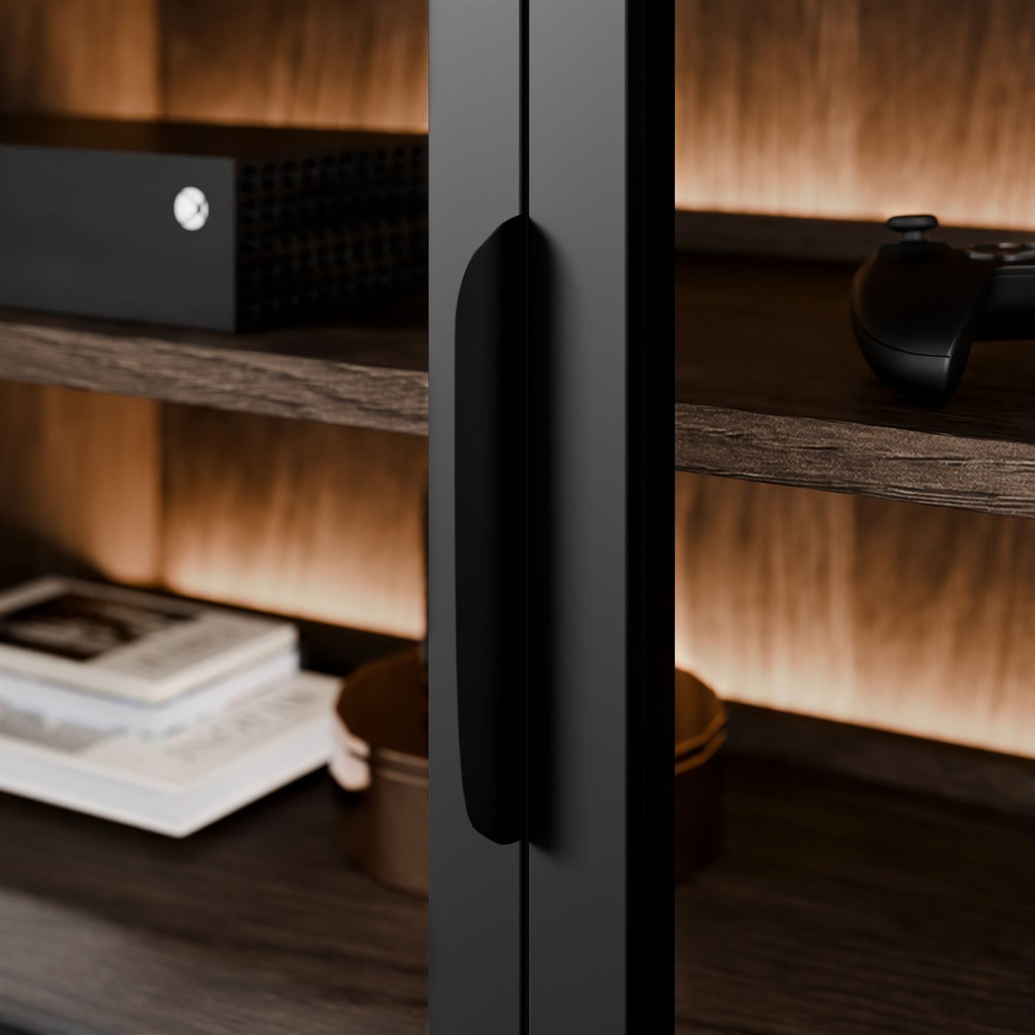 Przeszklona szafka RTV LINEA LOFT 2D3S z oświetleniem LED