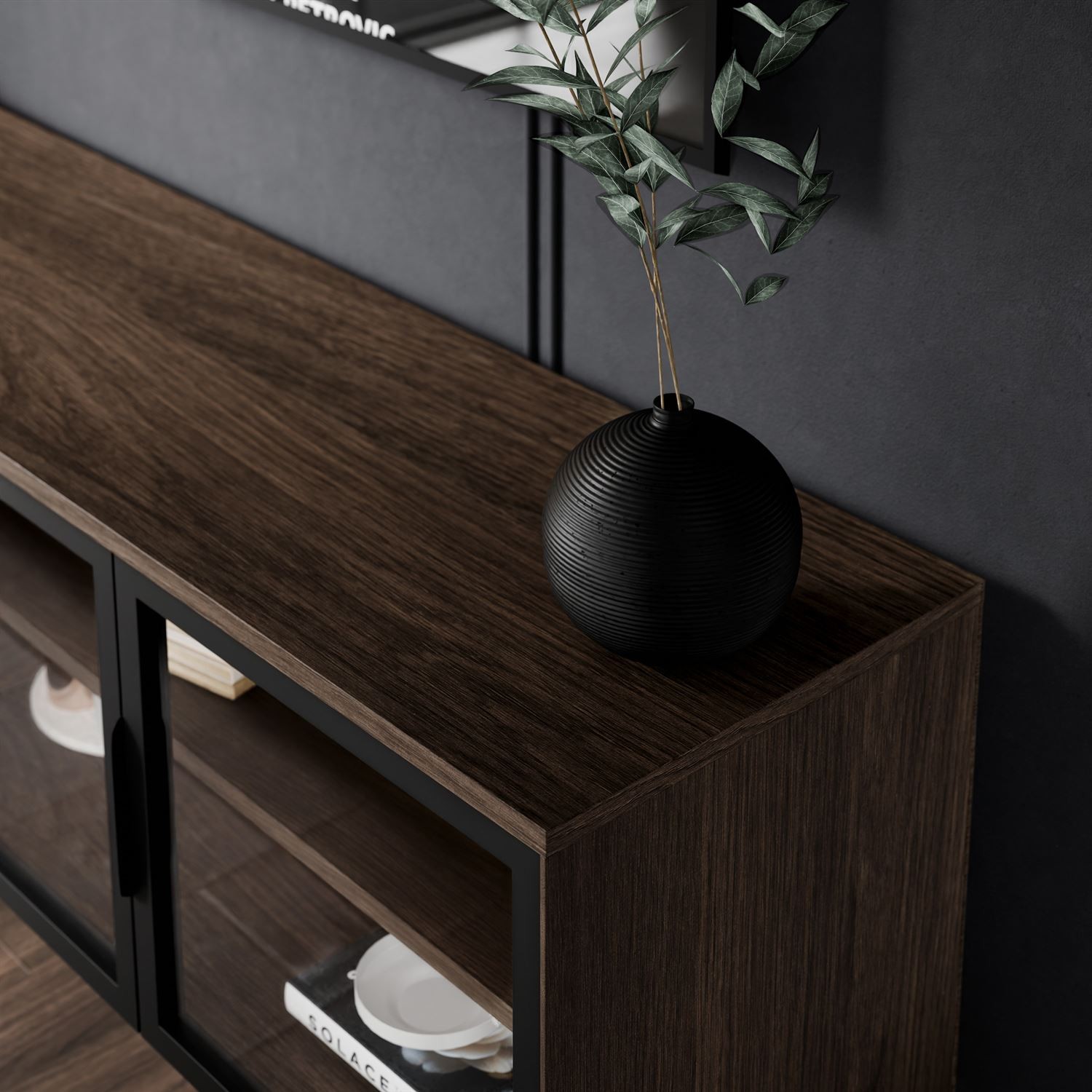 Przeszklona szafka RTV LINEA LOFT 2D3S z oświetleniem LED