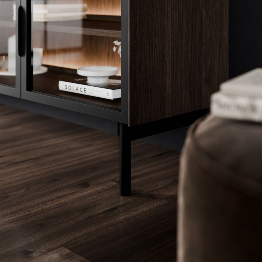 Przeszklona szafka RTV LINEA LOFT 2D3S z oświetleniem LED