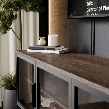 Przeszklona szafka RTV LINEA LOFT 2D3S z oświetleniem LED