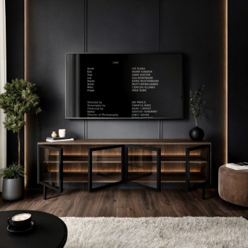 Przeszklona szafka RTV LINEA LOFT 2D3S z oświetleniem LED