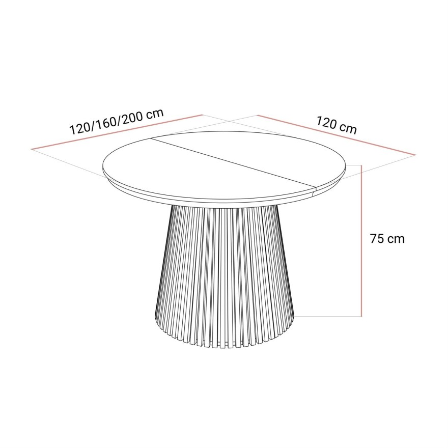 Rozkładany stół do jadalni MISTIC 120 - 200 cm