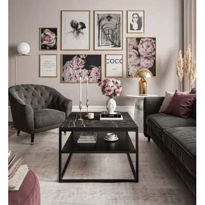 Ława NOVA z półką grigia pietra czarna