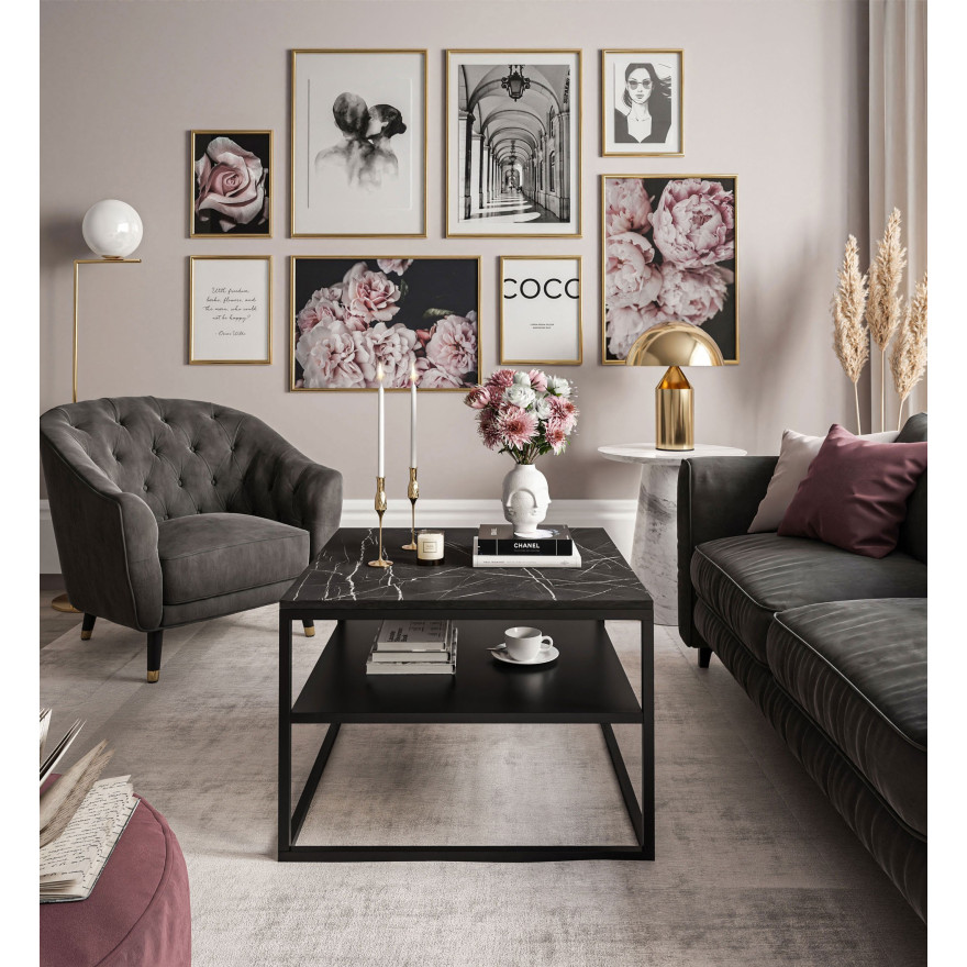 Ława NOVA z półką grigia pietra czarna