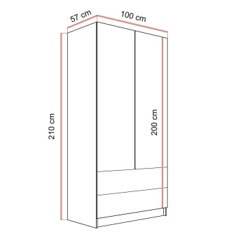 Szafa uchylna AUREL KASZMIR 2D2S z szufladami