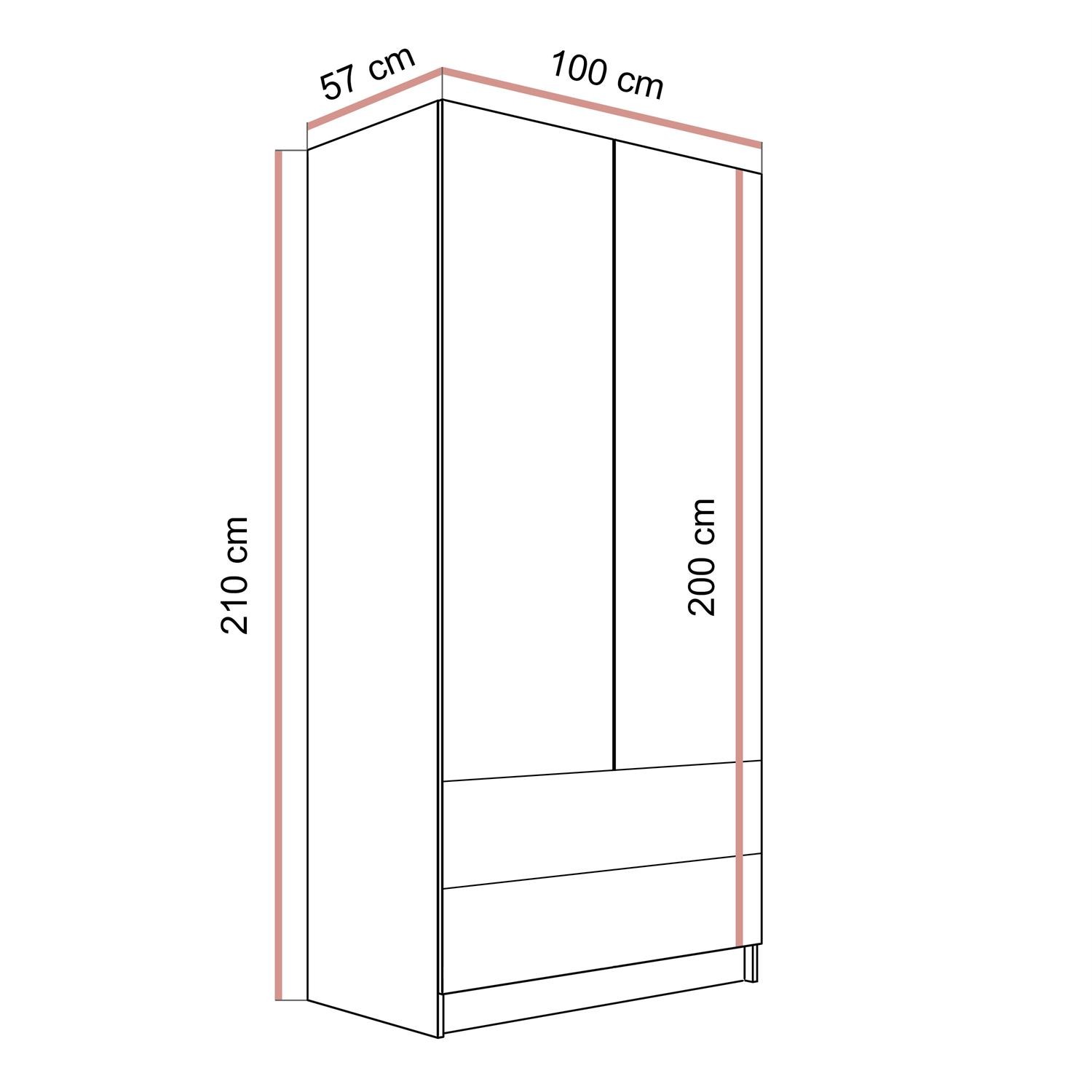 Szafa uchylna AUREL KASZMIR 2D2S z szufladami
