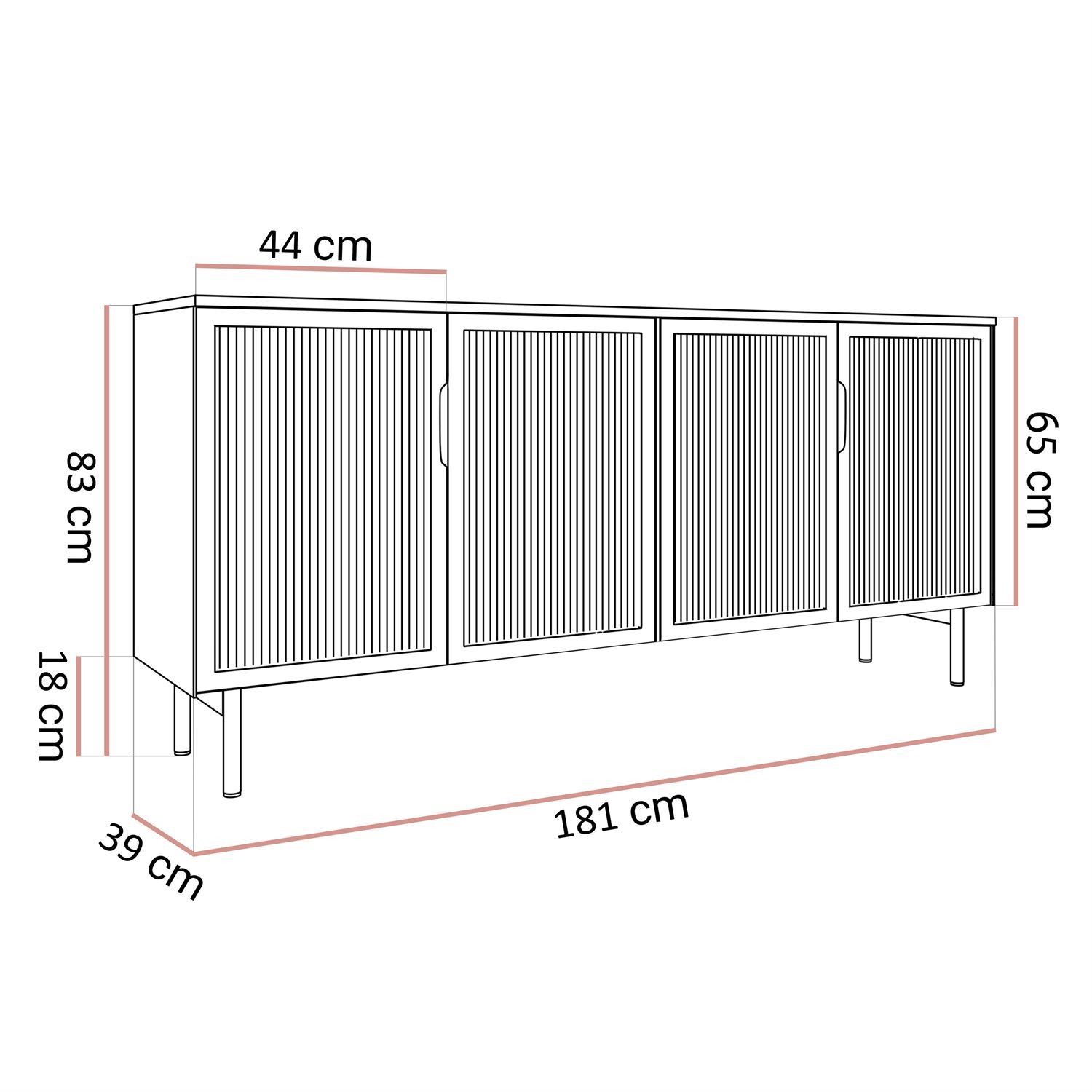 Przeszklona komoda LINEA LOFT z oświetleniem LED