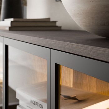Przeszklona komoda LINEA LOFT z oświetleniem LED