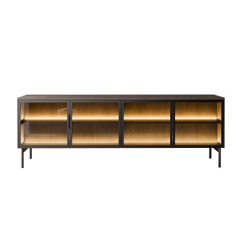 Przeszklona szafka RTV LINEA LOFT z oświetleniem LED