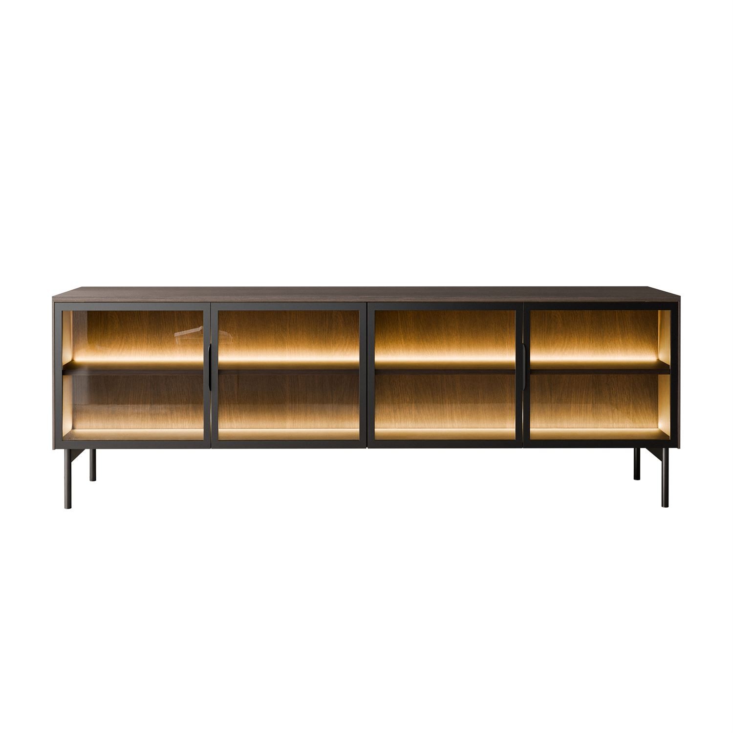 Przeszklona szafka RTV LINEA LOFT z oświetleniem LED