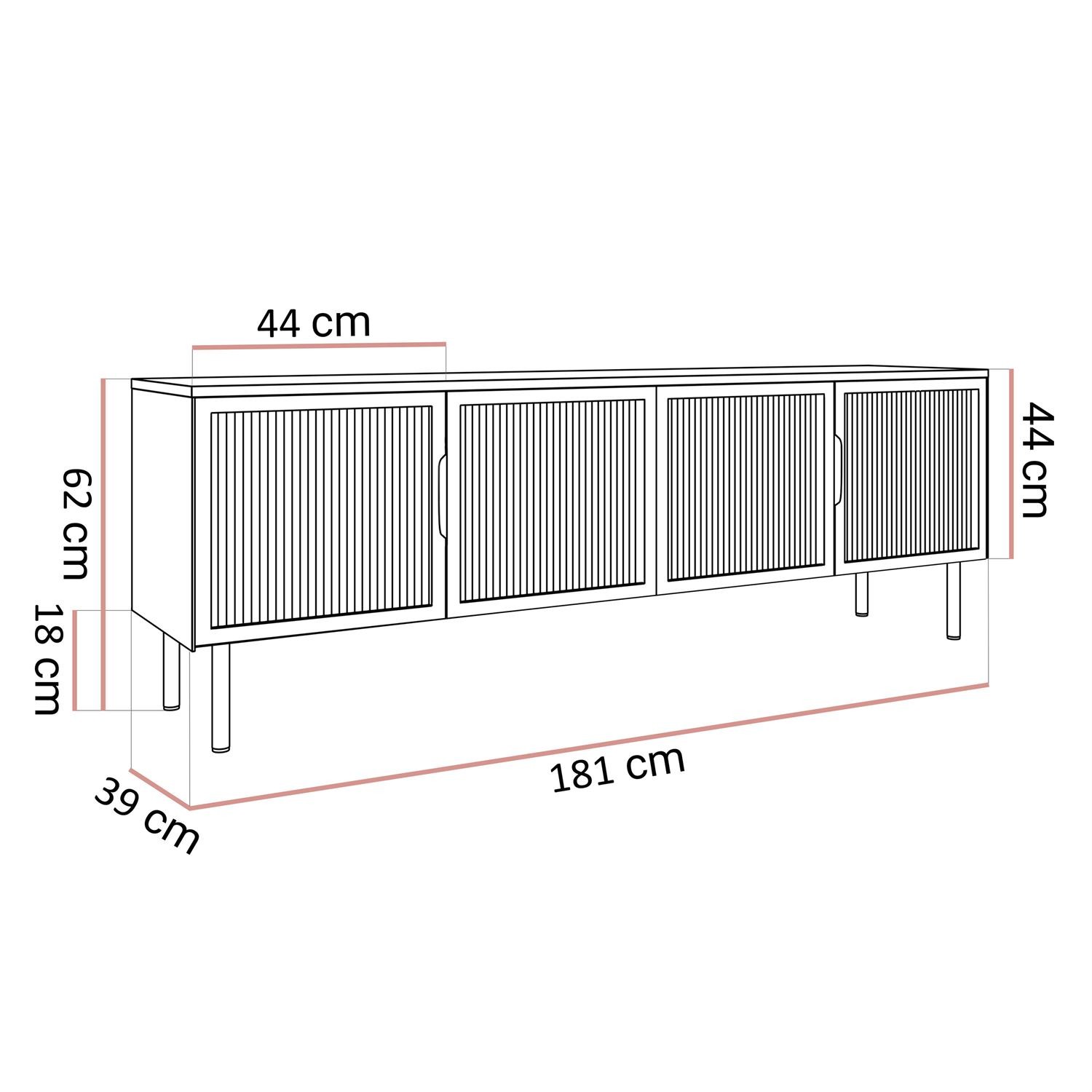 Przeszklona szafka RTV LINEA LOFT z oświetleniem LED