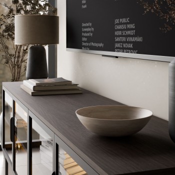 Przeszklona szafka RTV LINEA LOFT z oświetleniem LED