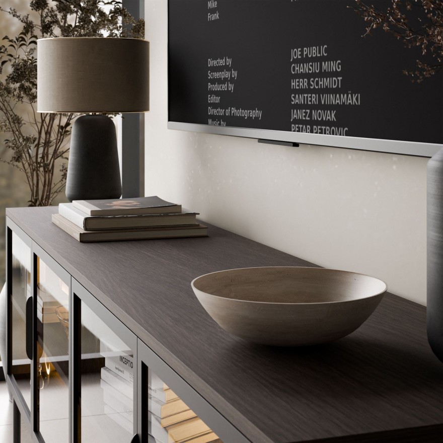 Przeszklona szafka RTV LINEA LOFT z oświetleniem LED