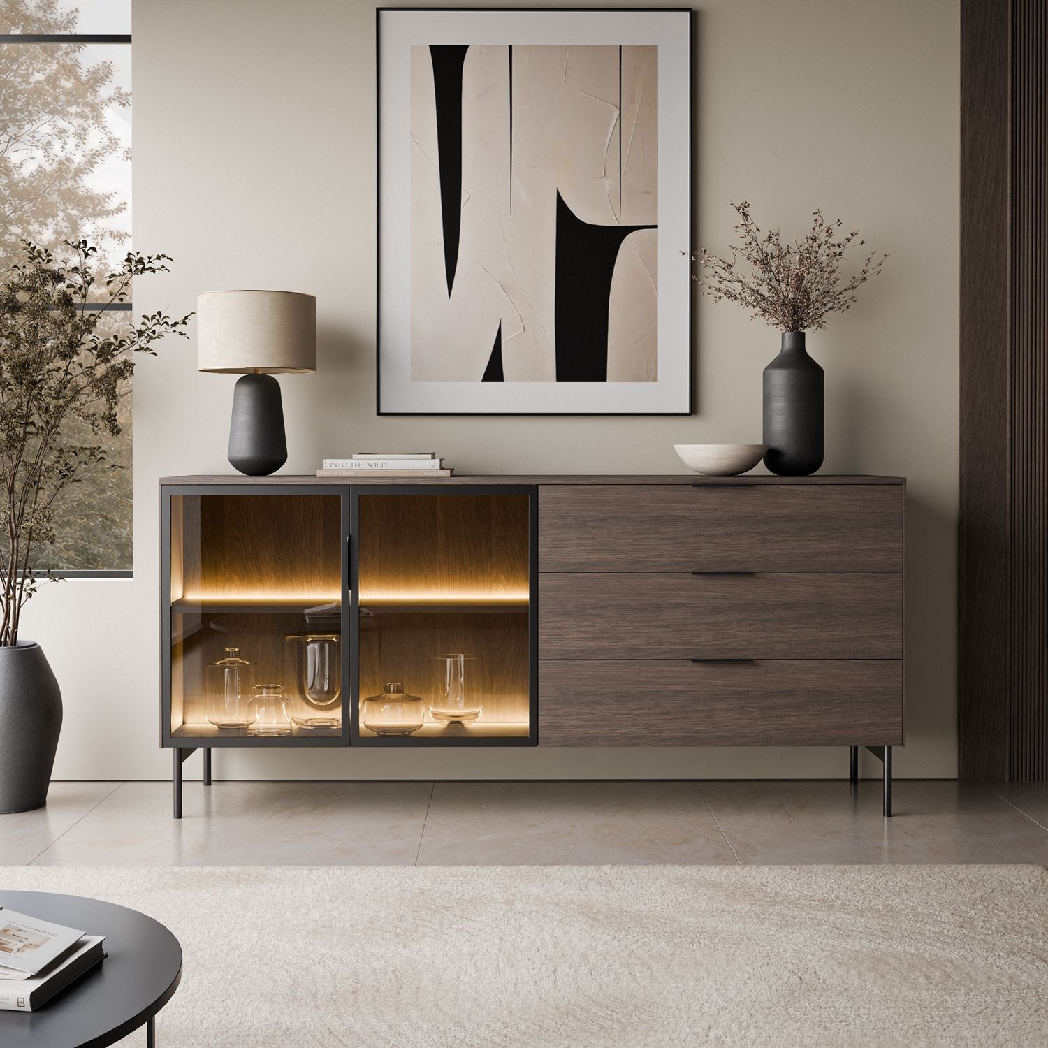 Komoda LINEA LOFT 2D3S z szufladami i oświetleniem LED