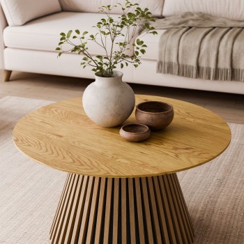 Stolik kawowy MISTY z lamelową podstawą