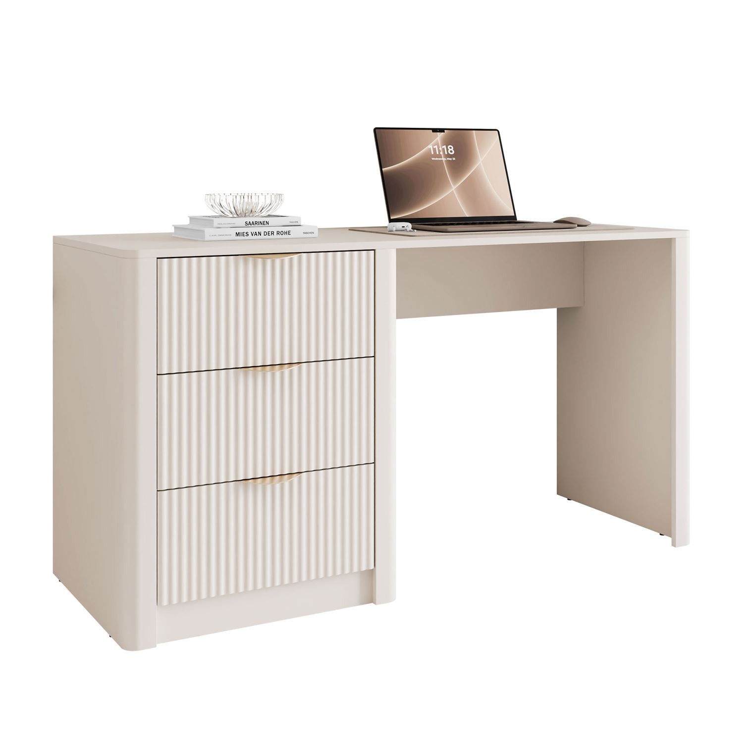 Biurko SCARLETT z ryflowanymi szufladami