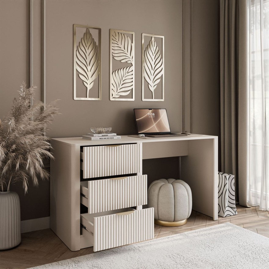 Biurko SCARLETT z ryflowanymi szufladami