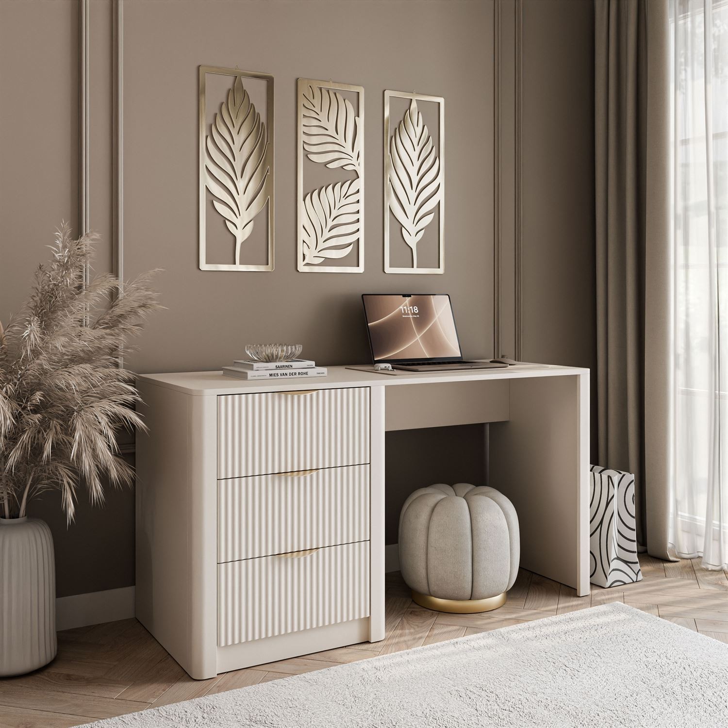 Biurko SCARLETT z ryflowanymi szufladami