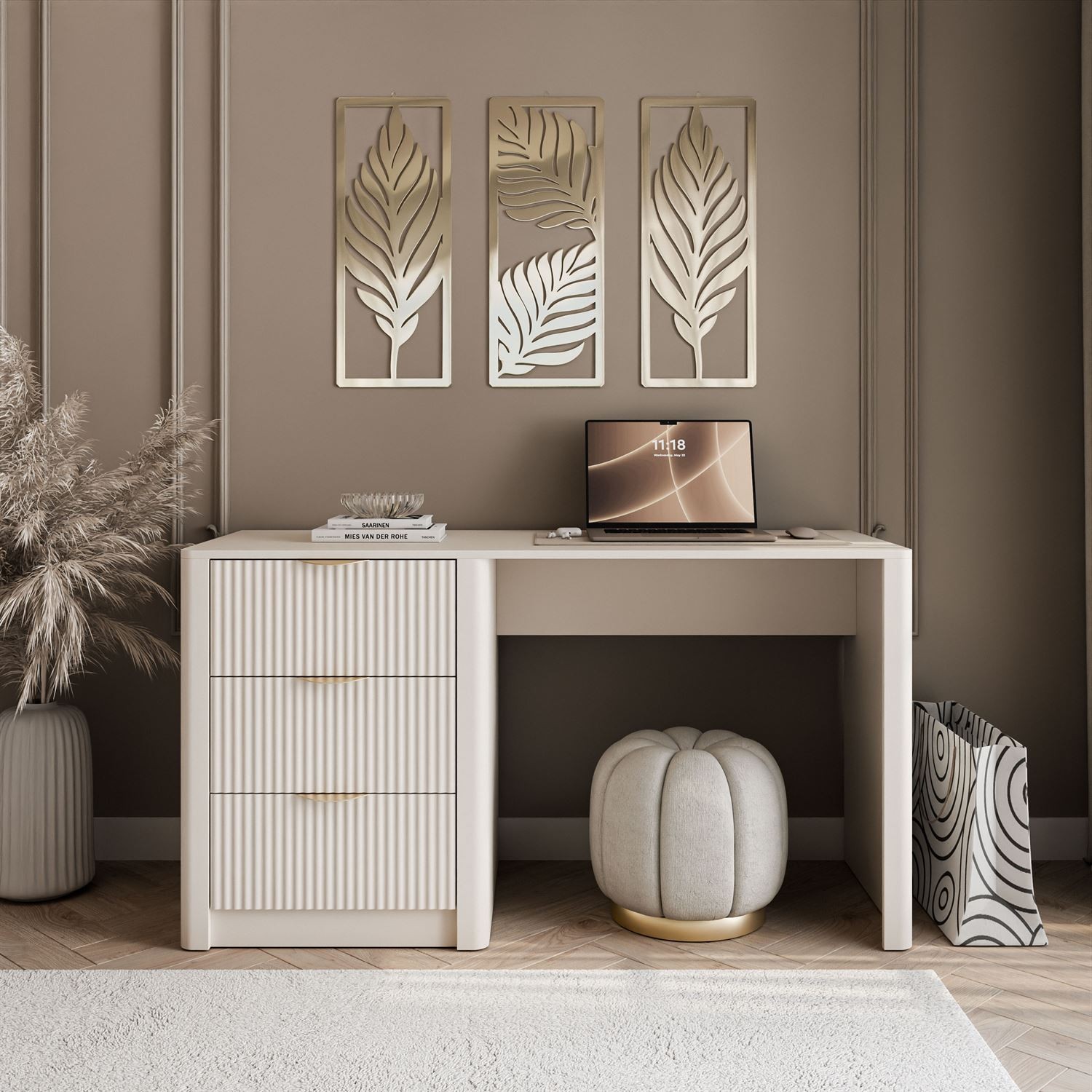 Biurko SCARLETT z ryflowanymi szufladami