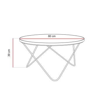Stolik kawowy NORIEL ze złotą podstawą i marmurowym blatem