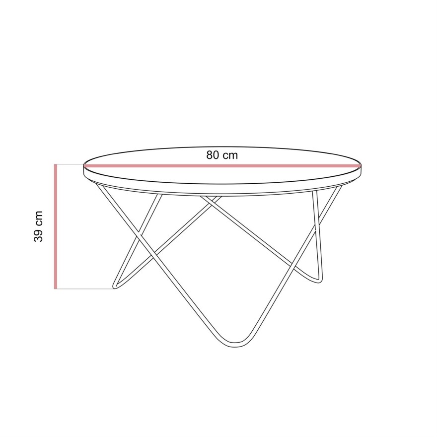 Stolik kawowy NORIEL ze złotą podstawą i marmurowym blatem