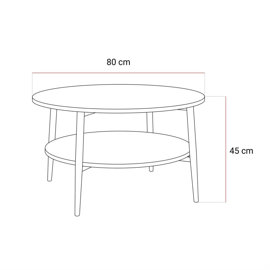 Stolik kawowy NORDIC z czarnymi nogami