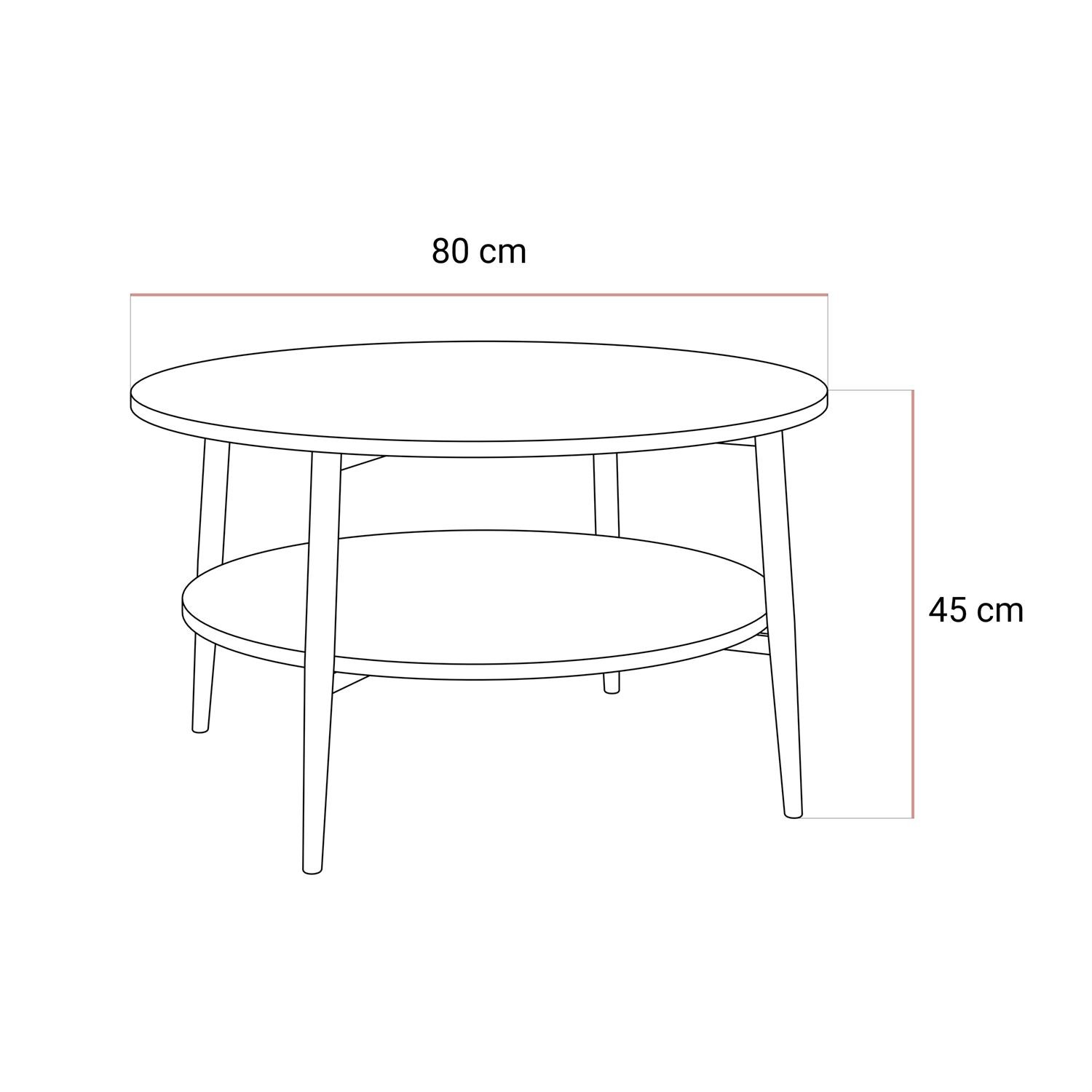 Stolik kawowy NORDIC z metalowymi nogami