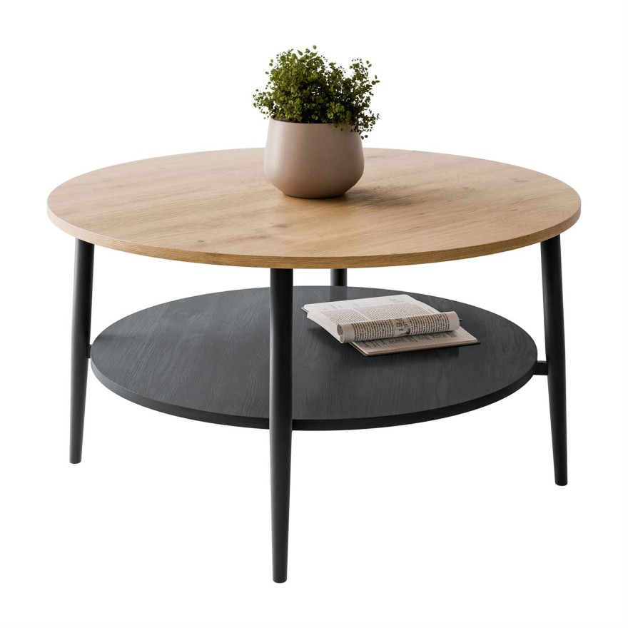 Stolik kawowy NORDIC z czarnymi nogami