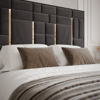 Łóżko tapicerowane BRIGITTE GOLD z pojemnikiem na pościel