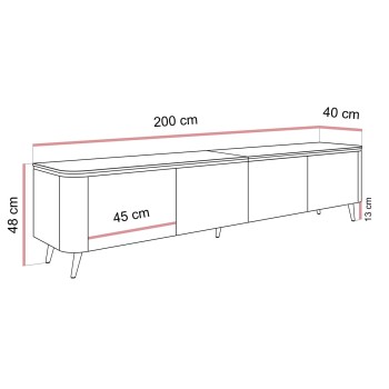 Szafka RTV AVELINE 200 cm z oświetleniem LED