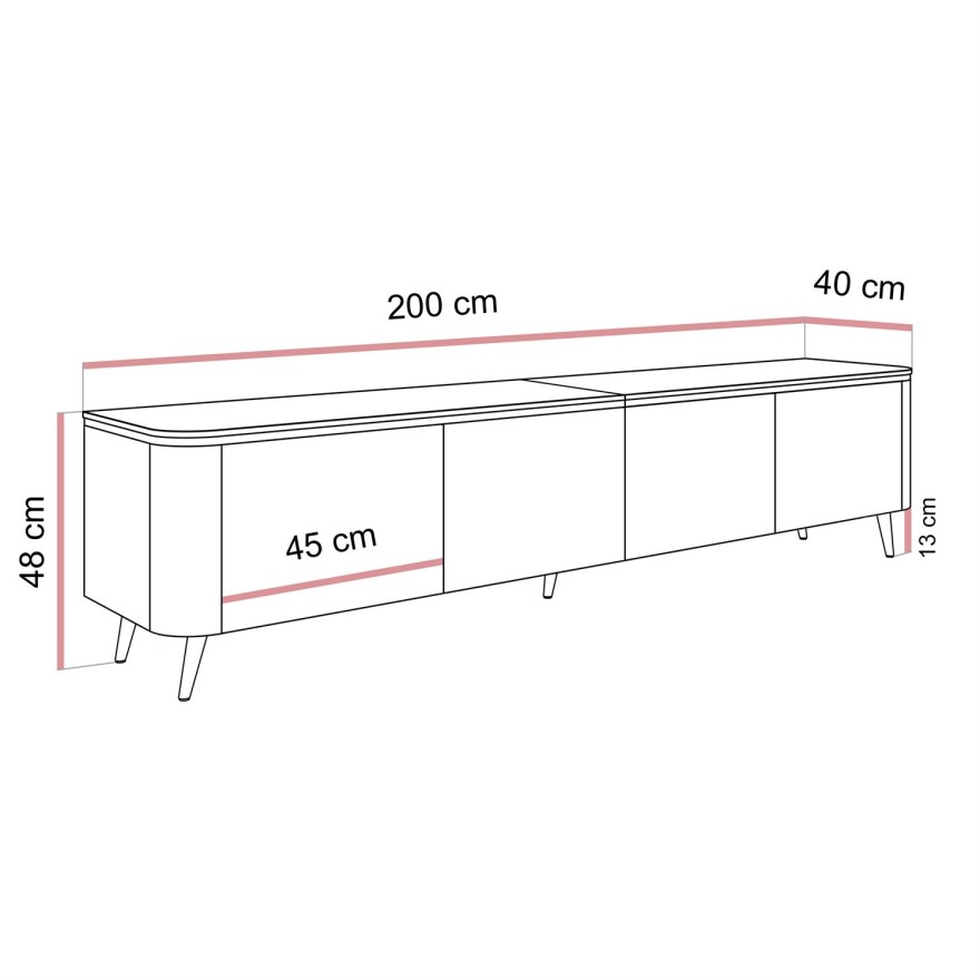 Szafka RTV AVELINE 200 cm z oświetleniem LED