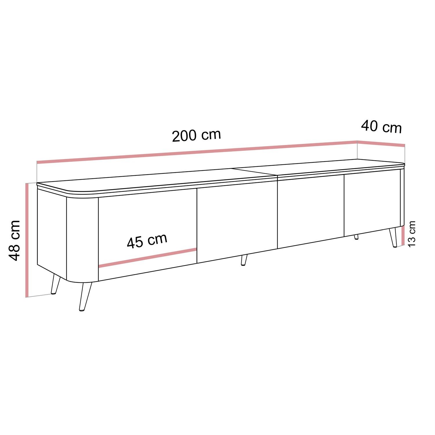 Szafka RTV AVELINE 200 cm z oświetleniem LED