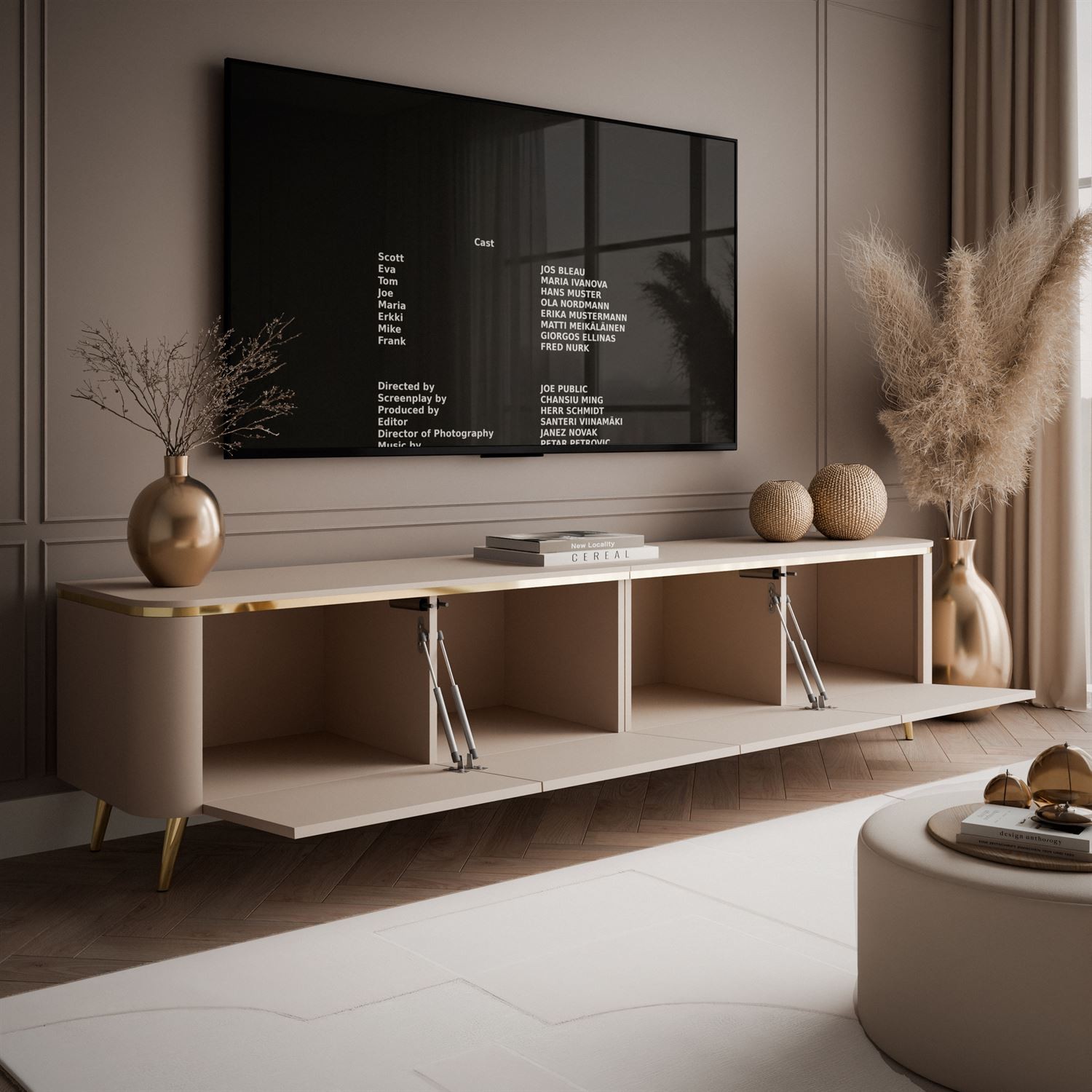 Szafka RTV AVELINE 200 cm z oświetleniem LED