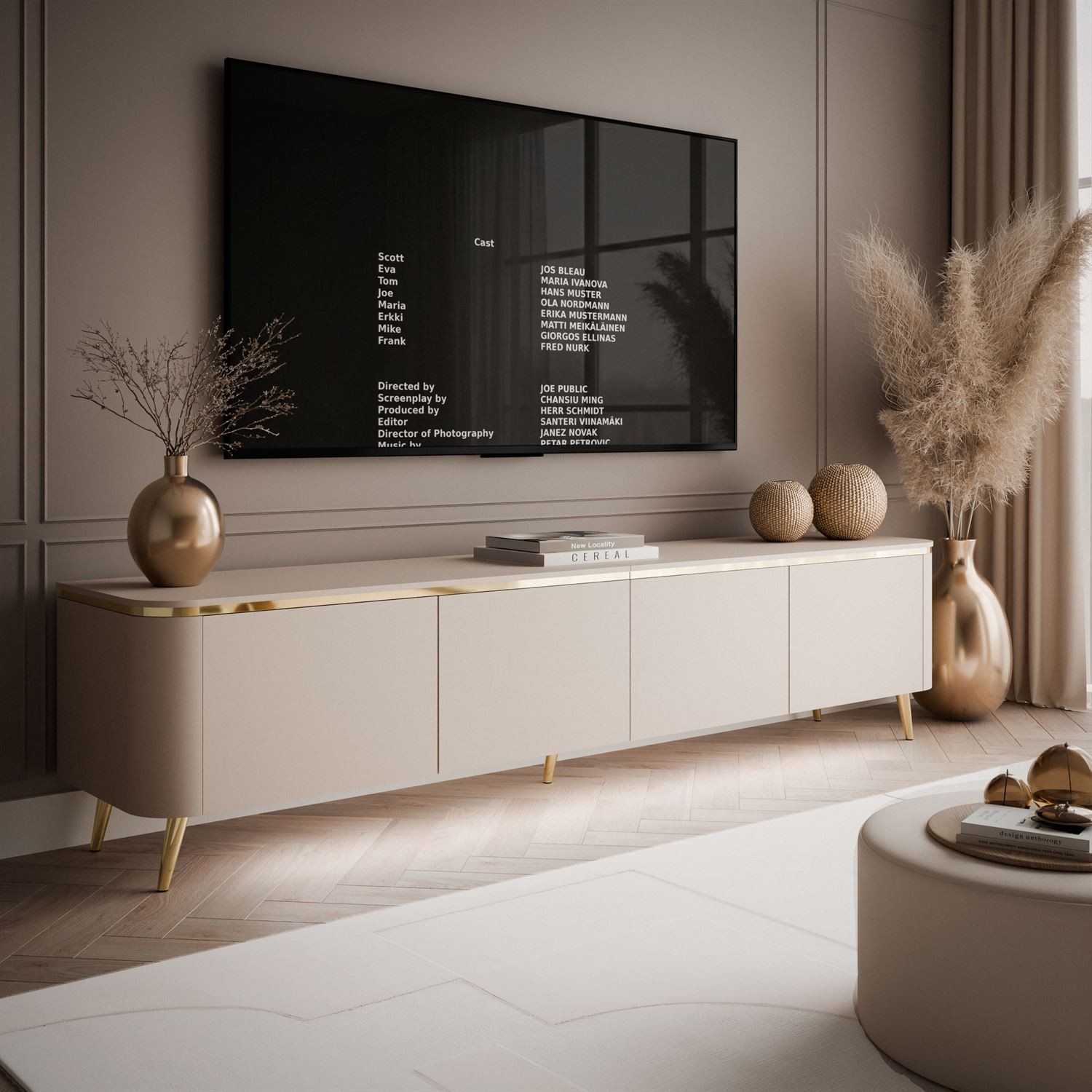 Szafka RTV AVELINE 200 cm z oświetleniem LED