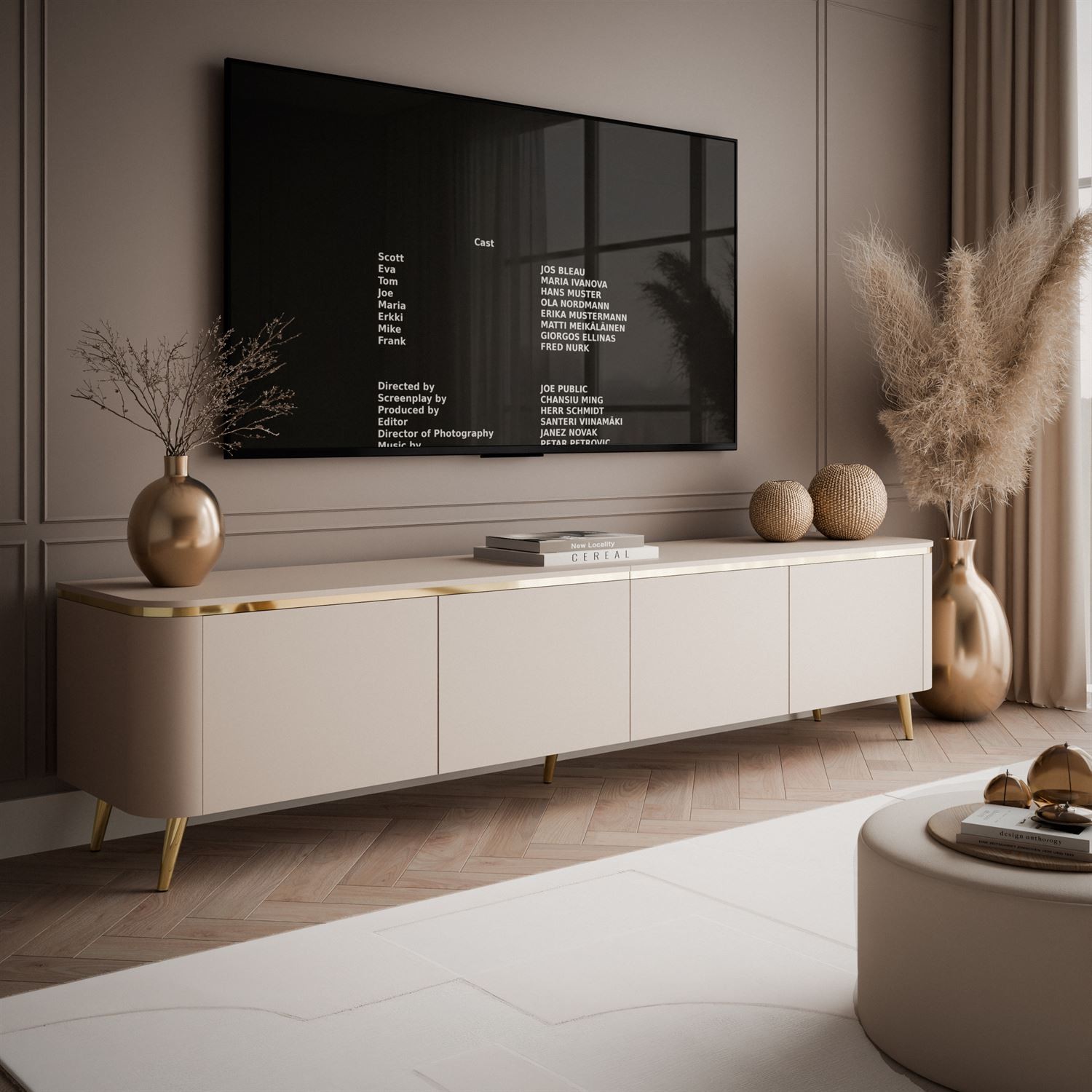Szafka RTV AVELINE 200 cm z oświetleniem LED