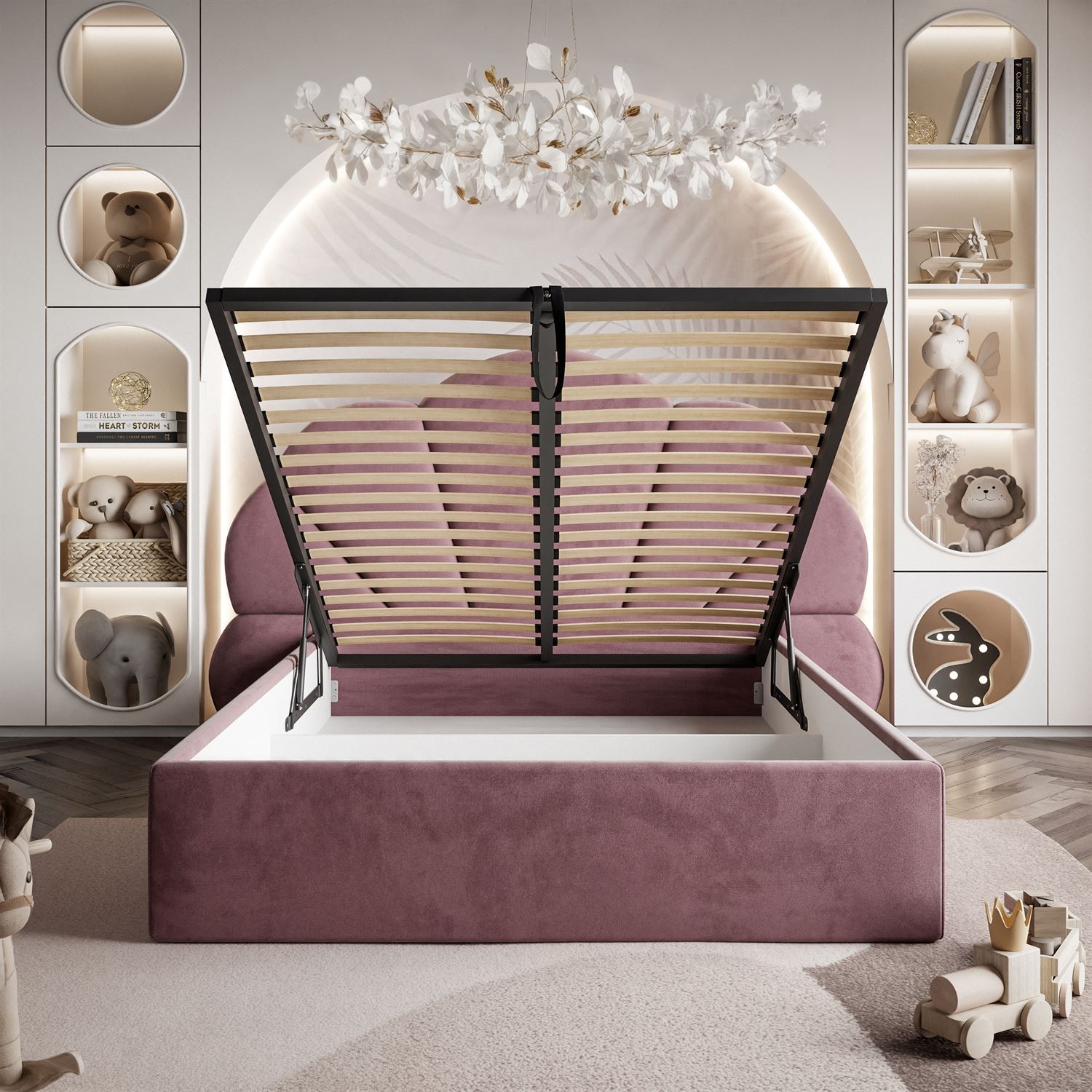 Łóżko tapicerowane ARIEL z pojemnikiem na pościel