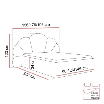 Łóżko tapicerowane ARIEL z pojemnikiem na pościel
