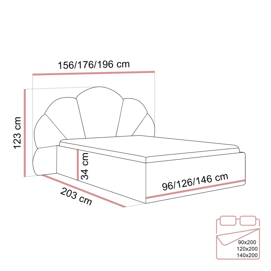 Łóżko tapicerowane ARIEL z pojemnikiem na pościel