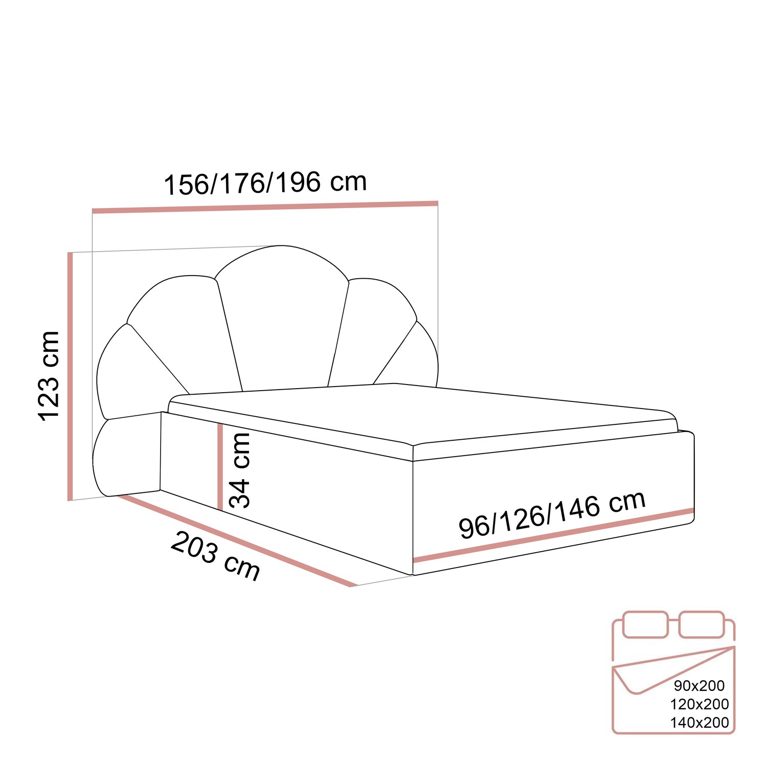 Łóżko tapicerowane ARIEL z pojemnikiem na pościel