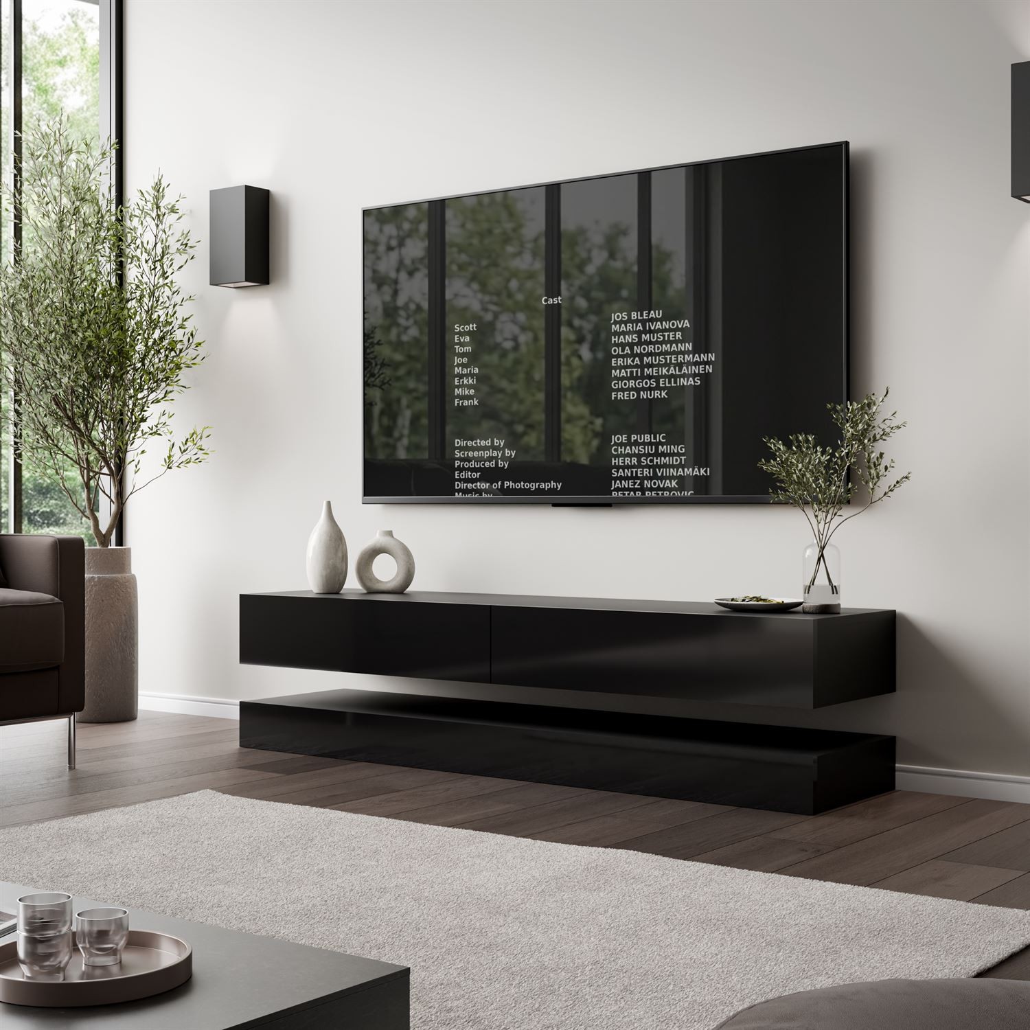 Szafka RTV SKY 140 cm z oświetleniem LED