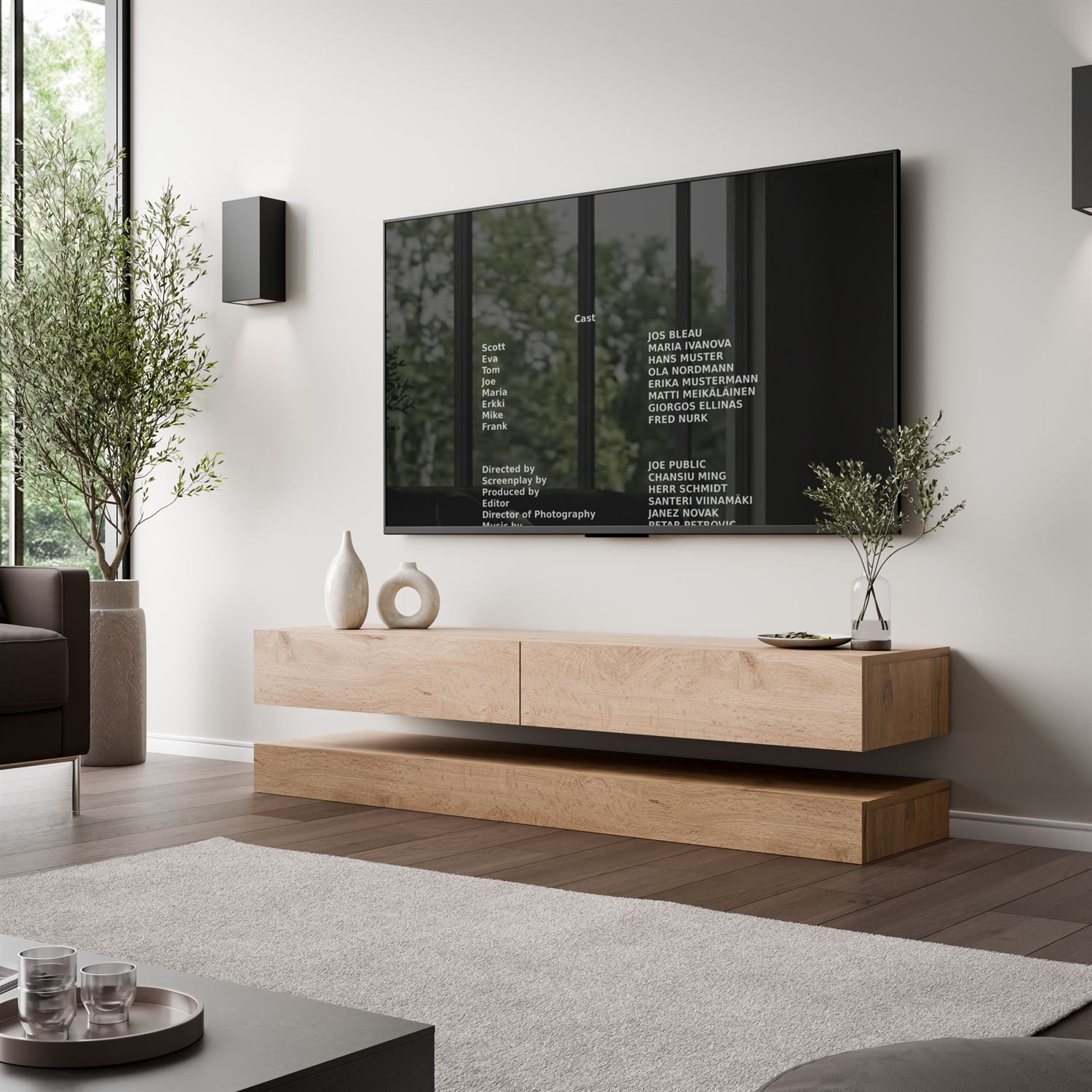 Szafka RTV SKY 140 cm z oświetleniem LED