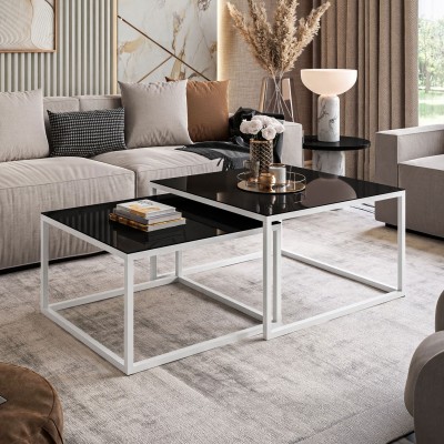 Ława 2w1 YOSHI GLASS z czarnym i białym stelażem Ława 2w1 YOSHI GLASS z czarnym i białym stelażem