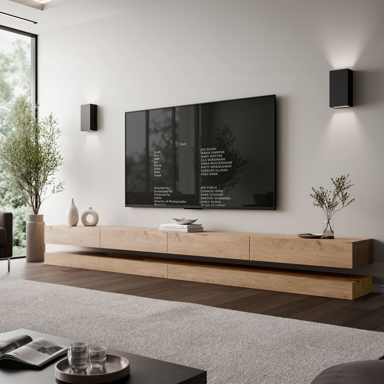 Szafka RTV SKY 280 cm z oświetleniem LED