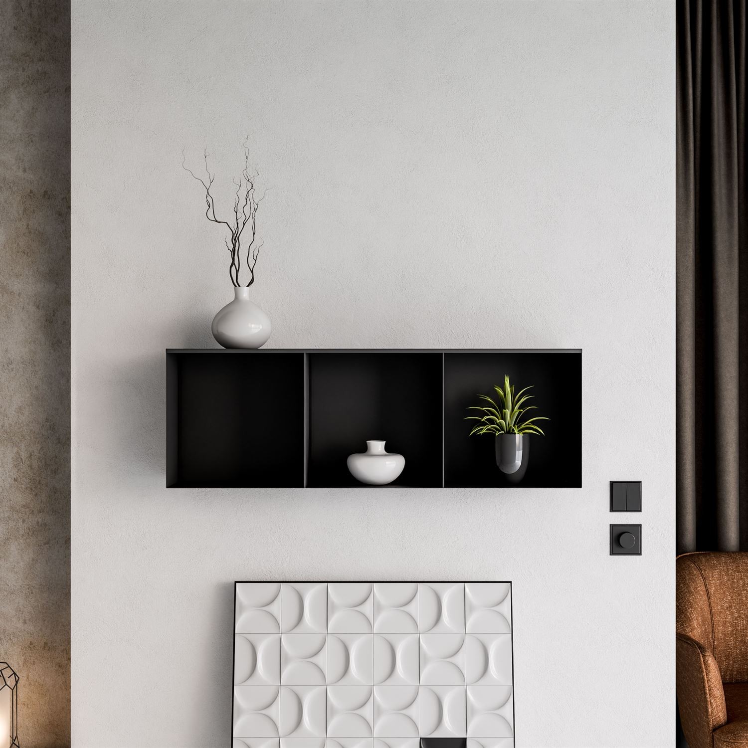 Metalowa półka QUADRO II z oświetleniem LED