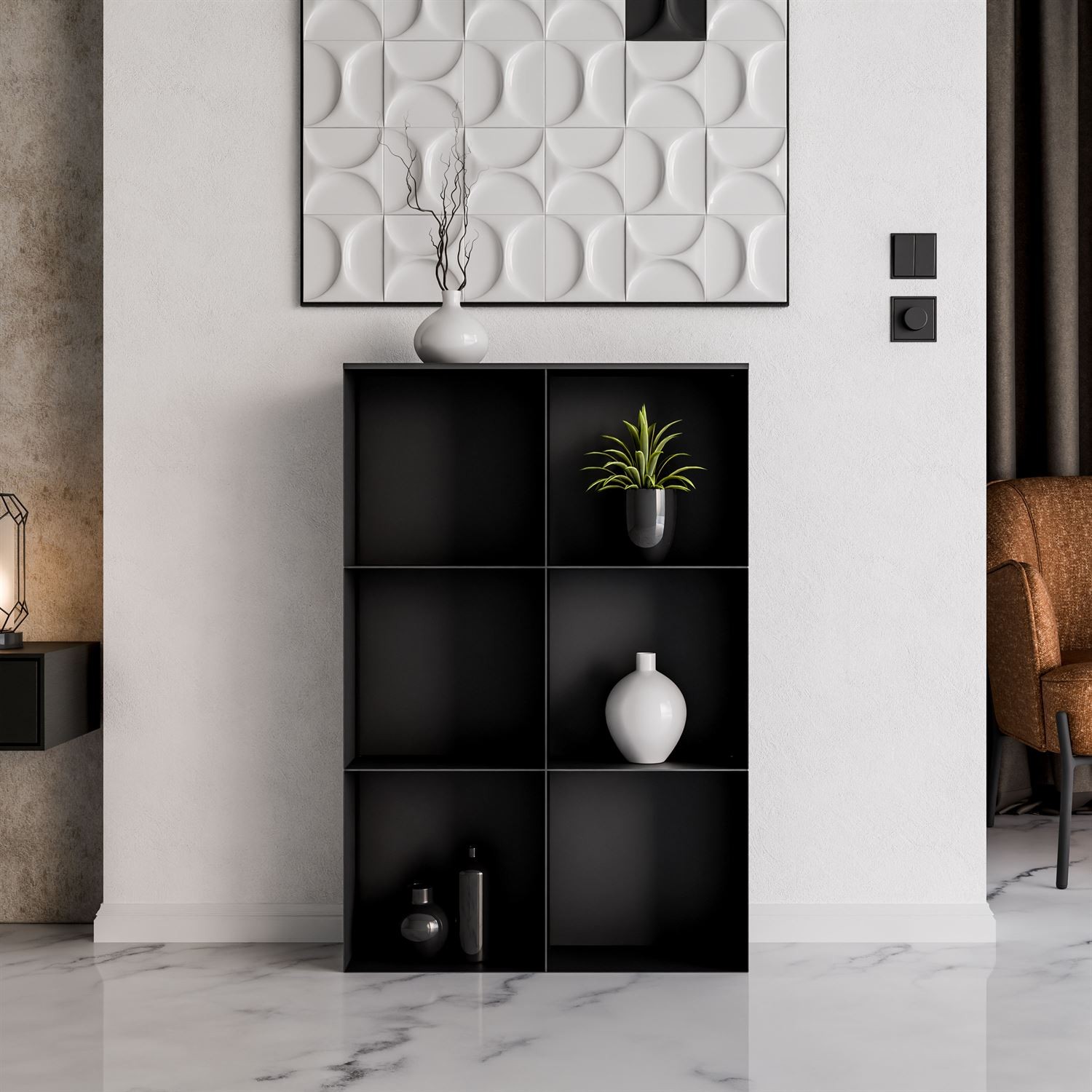 Metalowy regał QUADRO IV z oświetleniem LED